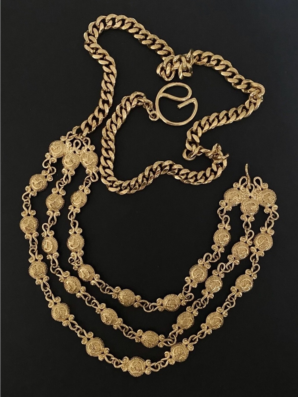 Vintage ST. John Couture Gold Tone Metal Belt